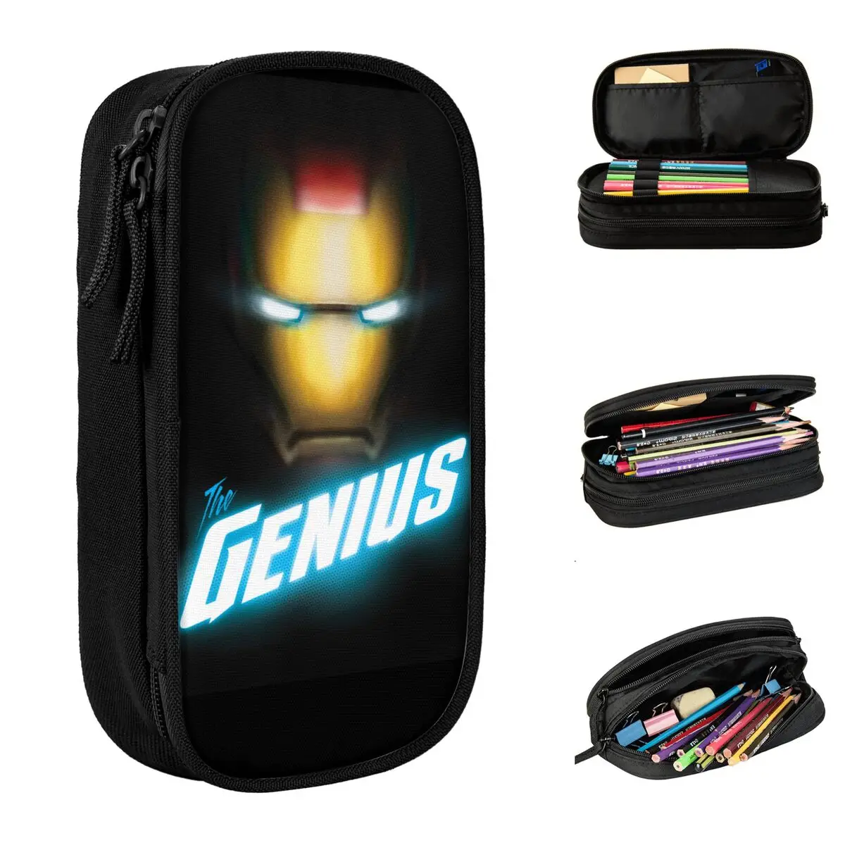 Iron Man Bold Graphic Pencil Cases Lovely Pen Bag for Student Large Storage School Supplies Zipper Pencilcases