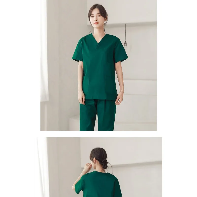 Handwaskleding Dames Katoen Operatiekamer Korte mouw Borstel Handen Orale tandheelkundige chirurgoverall