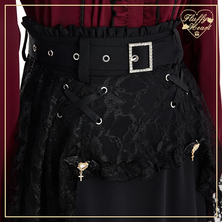Mine Gothic Black High Waist Skirt Women's Subculture Y2K Lace Splicing Long A-Line Skirt Lady Summer Slim-Fit Elegant Skirts