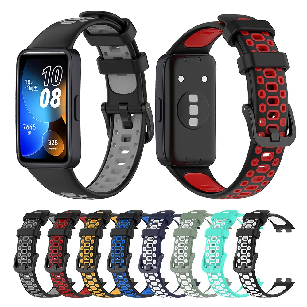 Silicone Wrist Strap For Huawei Band 9 8 Two-Color Watchband Bracelet Wristband Accessories