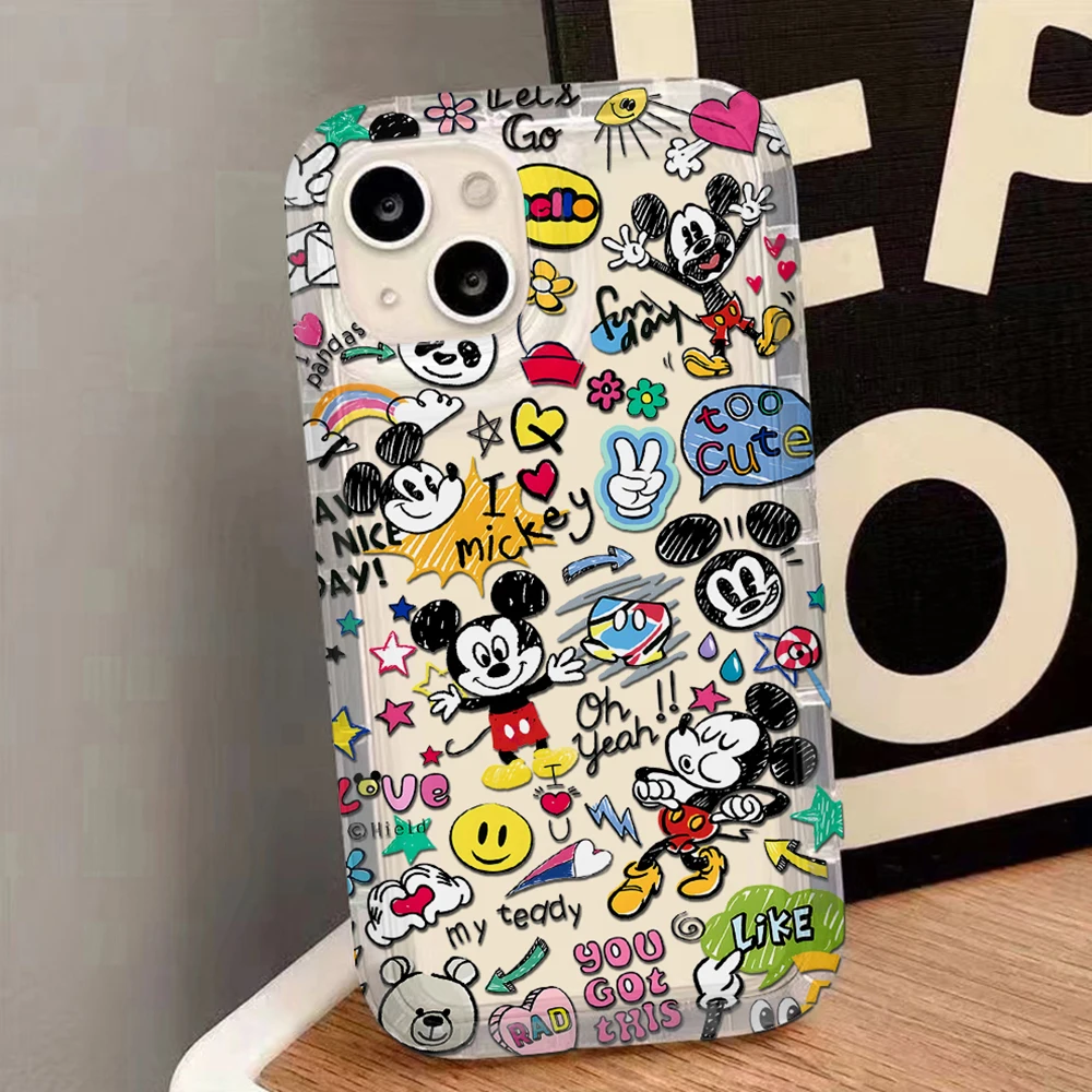 Funny Ins Hot Cute Mickeys Mouse Clear Phone Case for OPPO A15 A16 A17 A31 A53 A54 A57 A60 A74 A92 A93 A94 A98 2020 4G 5G Airbag