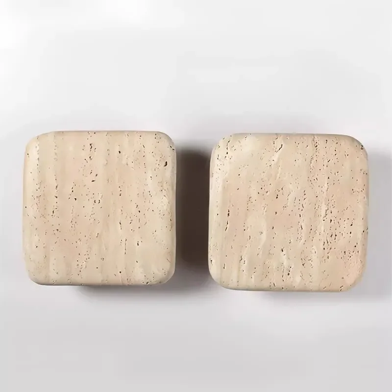 Wabi-sabi retro travertine door handle Song-style aesthetic designer coffee shop model room glass door double opening handle