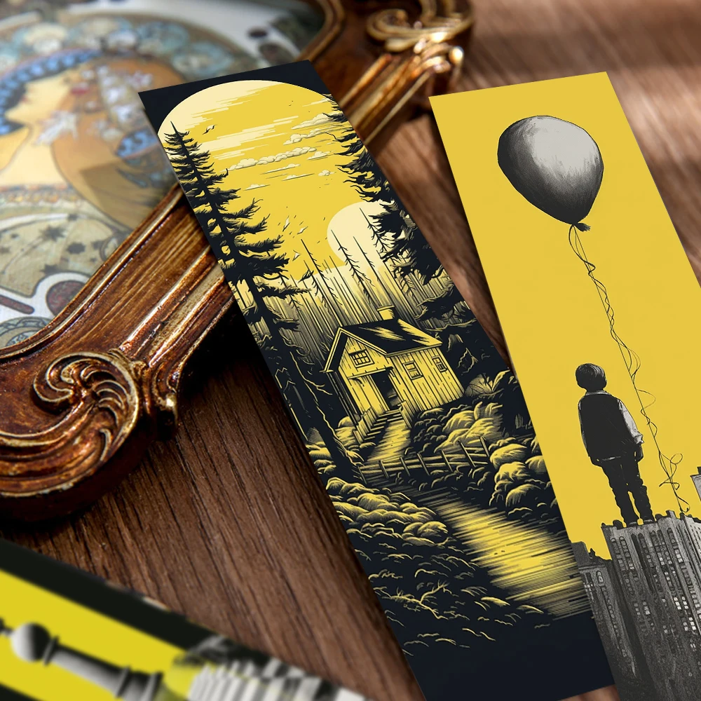 30pcs Yellow World Imagination Bookmarks Decoration Card School Stationary Supplies DIY Aesthetic Bookmarks Creative Gifts
