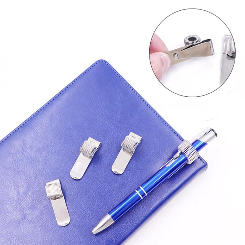 Single Double Triple Hole Pen Holder with Pocket Clip Metal Spring Pen Clips for Notebooks Diary Kawaii Doctors Nurse Pen Holder