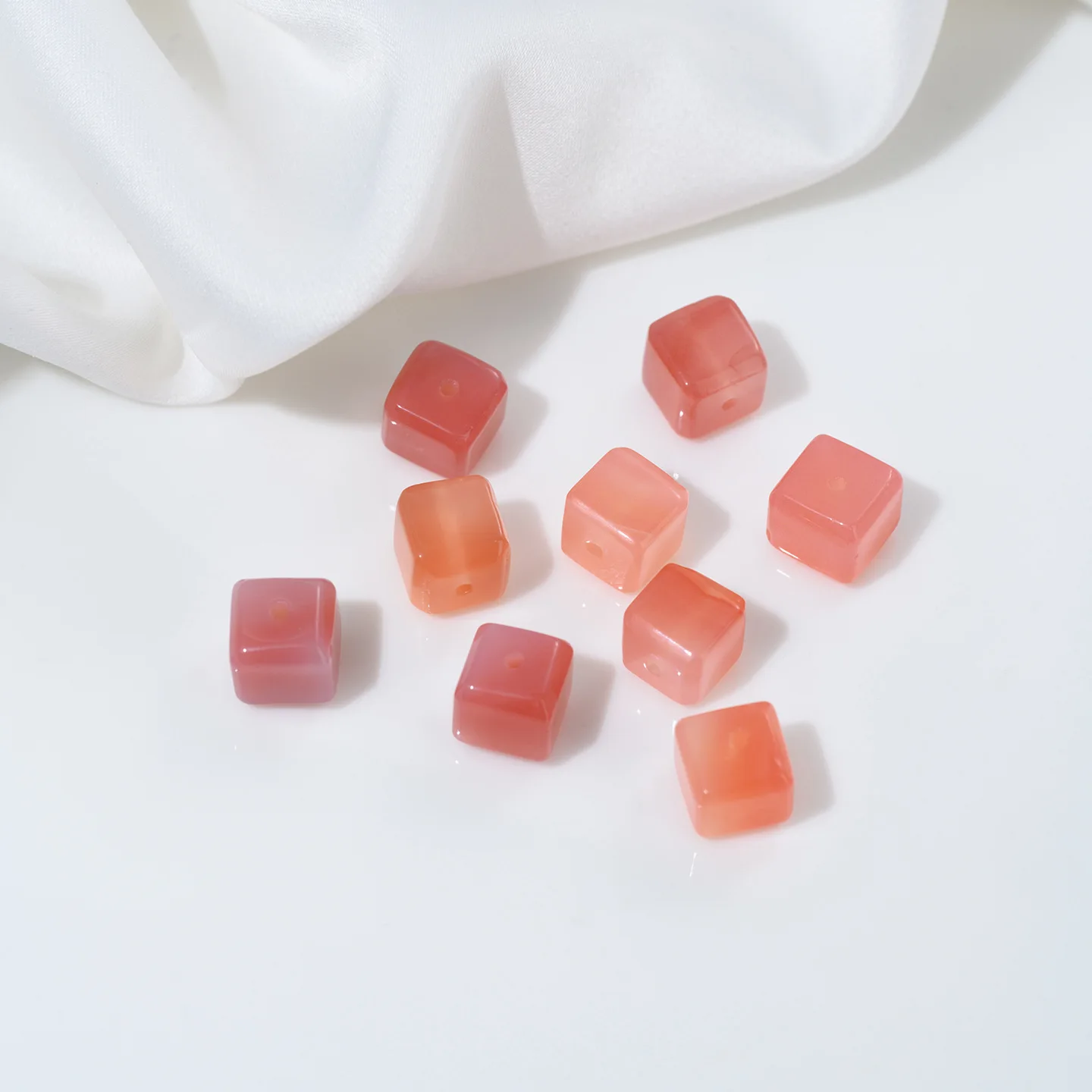 Natural Nanhong Agate Sugar Cube Loose Bead Accessories Handmade DIY Bracelet Necklace Crystal Beaded Ear Jewelry Accessories
