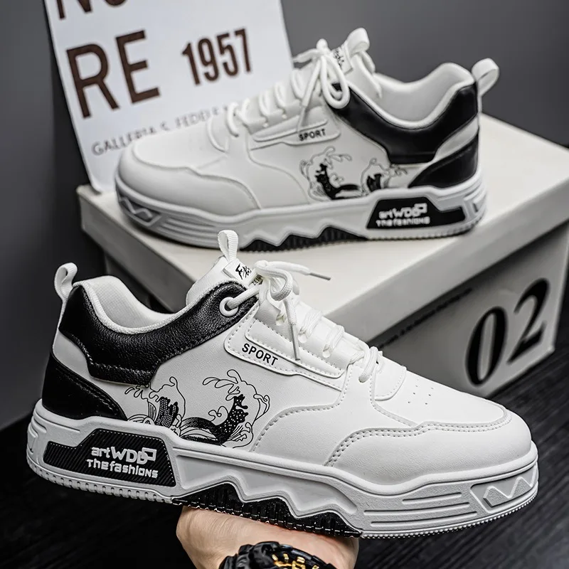 

Men Vulcanized Shoes Fashion Street Skateboard Shoes 2025New Men Sneakers Luxury Leather Casual Shoe Platform Tennis Sport Shoes