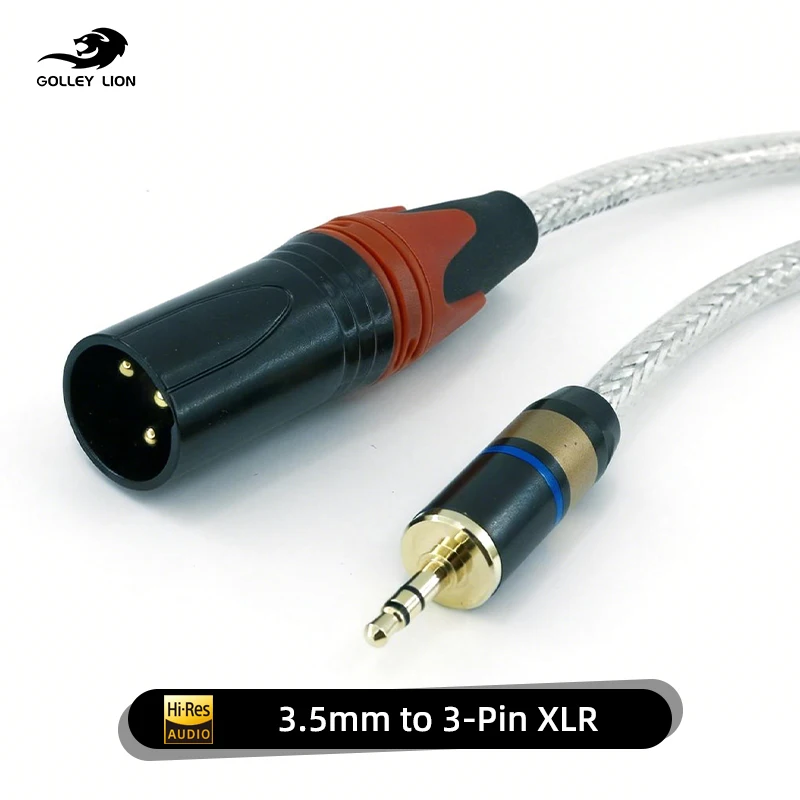 GOLLEY LION Audio Cable Hi-Res Certified 3.5mm to 3-Pin XLR Balanced Cable Hi-Fi Audio Cord Noise Reduction High Fidelity