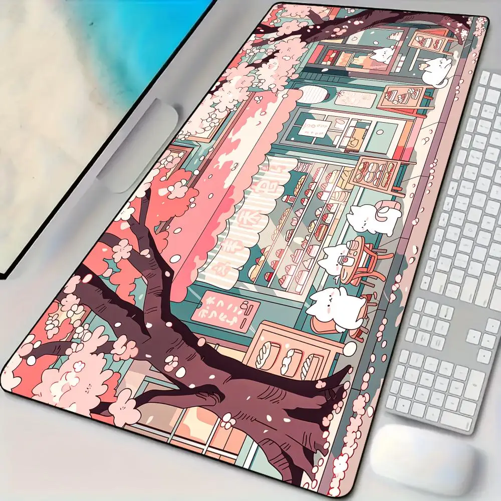 Dessert shop and cute cats Mouse Pad Desk Mat Large Computer Office Carpet XXL Mousepad Gamer Gaming PC Accessories Keyboard Rug