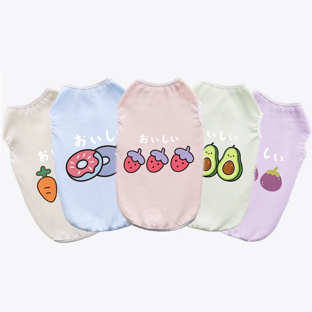 Cute Cartoon Fruit-Themed Pet Vest Cat&Dog Summer Soft Breathable T-shirt Casual Lightweight Daily Wear Of Bichon Frises Teddy