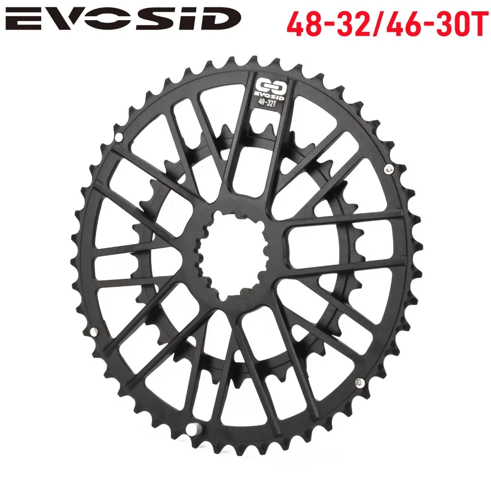 EVOSID Road Bicycle Chainring 46-30T 48-32T Folding Bike Chain Wheel 8/9/10/11/12 Speed Gravel Chainwheel 40/42/44/46/48T Crown