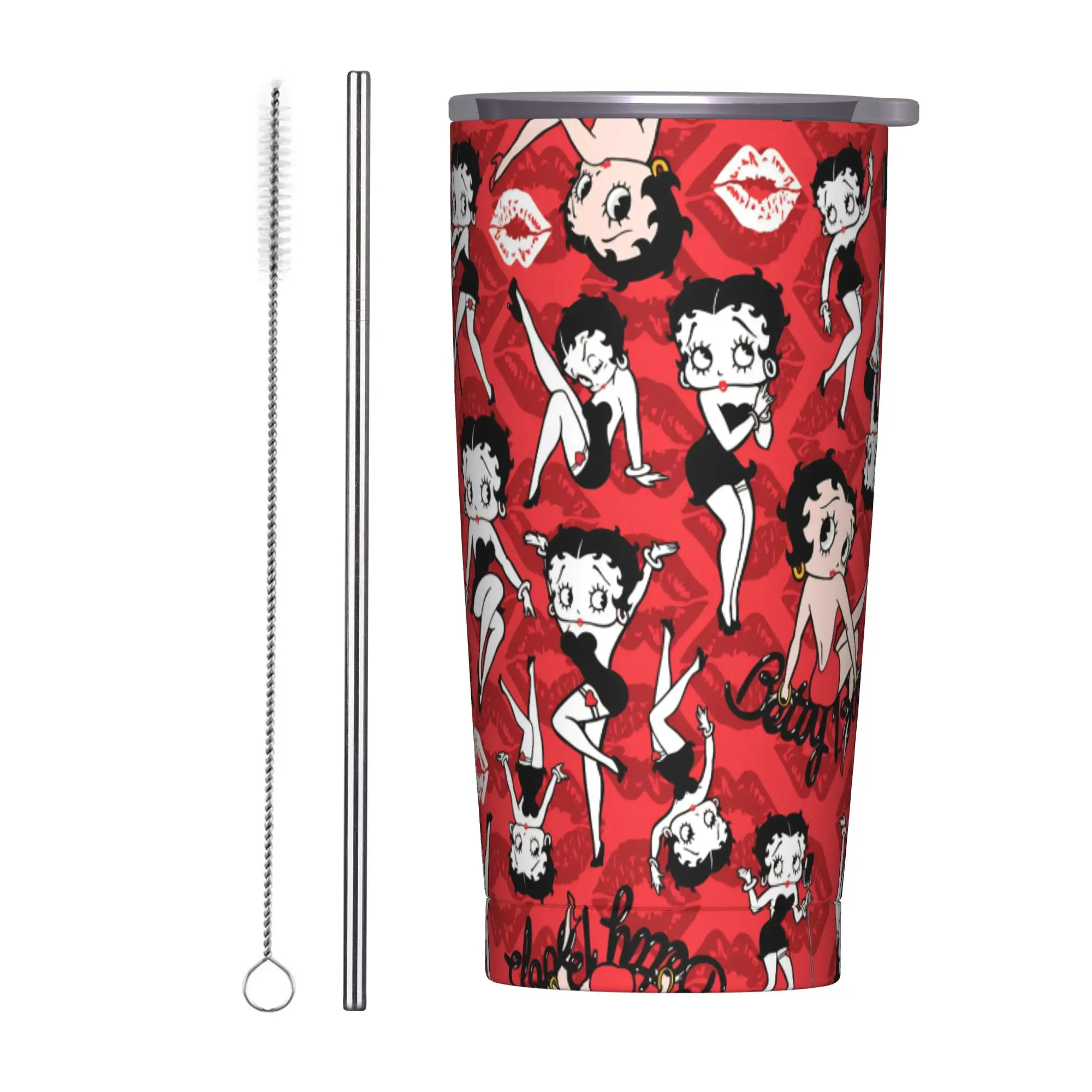 B-Bettys Cartoon Boops Tumbler With Straw  Stainless Steel Mug Cups Double Wall Vacuum Insulated for Cold Or Hot 20oz