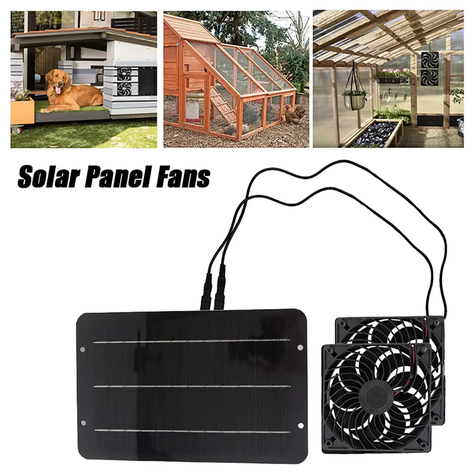 

Солнечный вентилятор с двойными вентиляторами 10W12V Мощная система вентиляции воздуха для домов на дереве Кемпинг Караван Домашний домик для собак вне дома для домашних животных