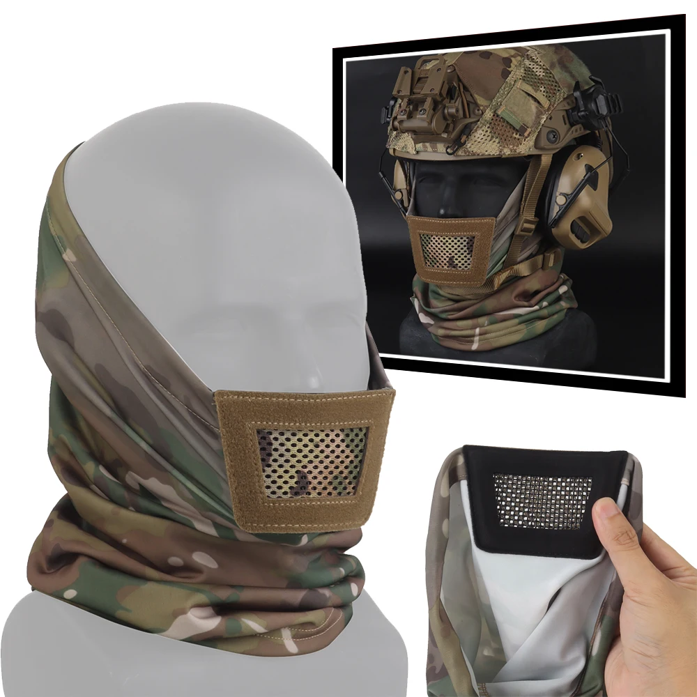 Tactical Balaclava Steel Mesh Mask Airsoft Half Face Headgear Mask with Soft Padded Ninja Style Helmet Liner Cap for Hunting