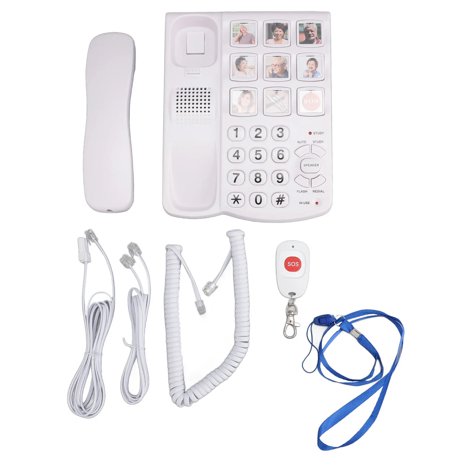 Big Button Phone for Seniors 9 Pictured Big Buttons Extra Loud Ringer Corded Landline Telephone for Visually Impaired Old People