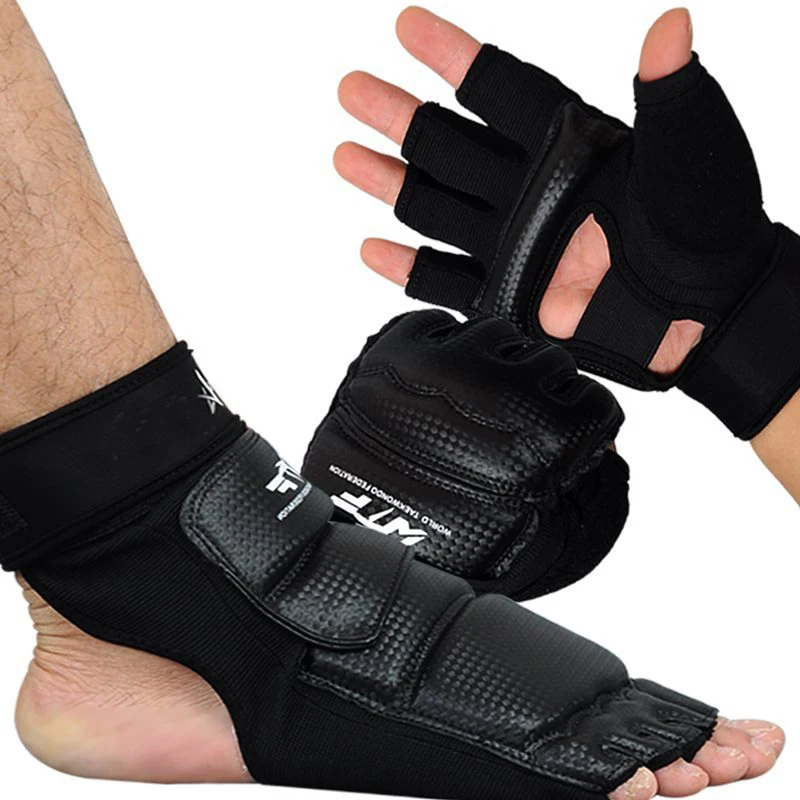 1 زوج معدات نصف اصبع حامي الملاكمة اليد حماية القدم الحرس قفازات الكاراتيه قفازات جلدية التايكوندو القدم #2