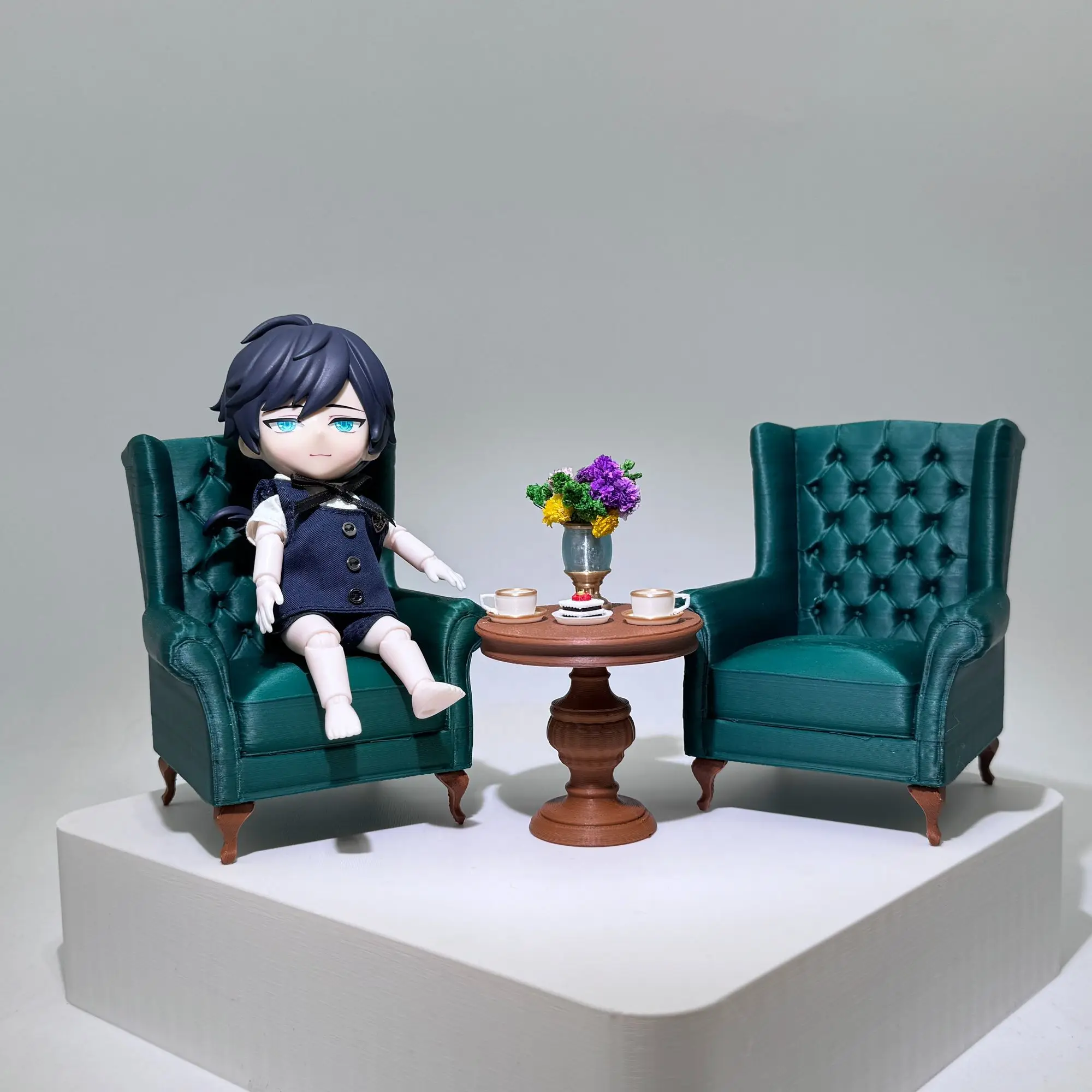 

Miniature Sofa Set - 1:12 Scale Hand-Carved French Style, Antique Dollhouse Decor，3D Printed Realistic Texture for Photography