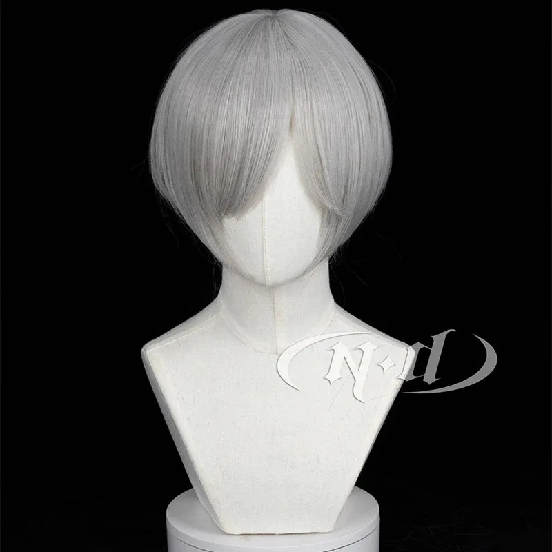 Cynd yorha no.9 tipo s 9s perucas cosplay nier automata curto cabelo cinza perucas cosplay para comic con coser festa de halloween sintético