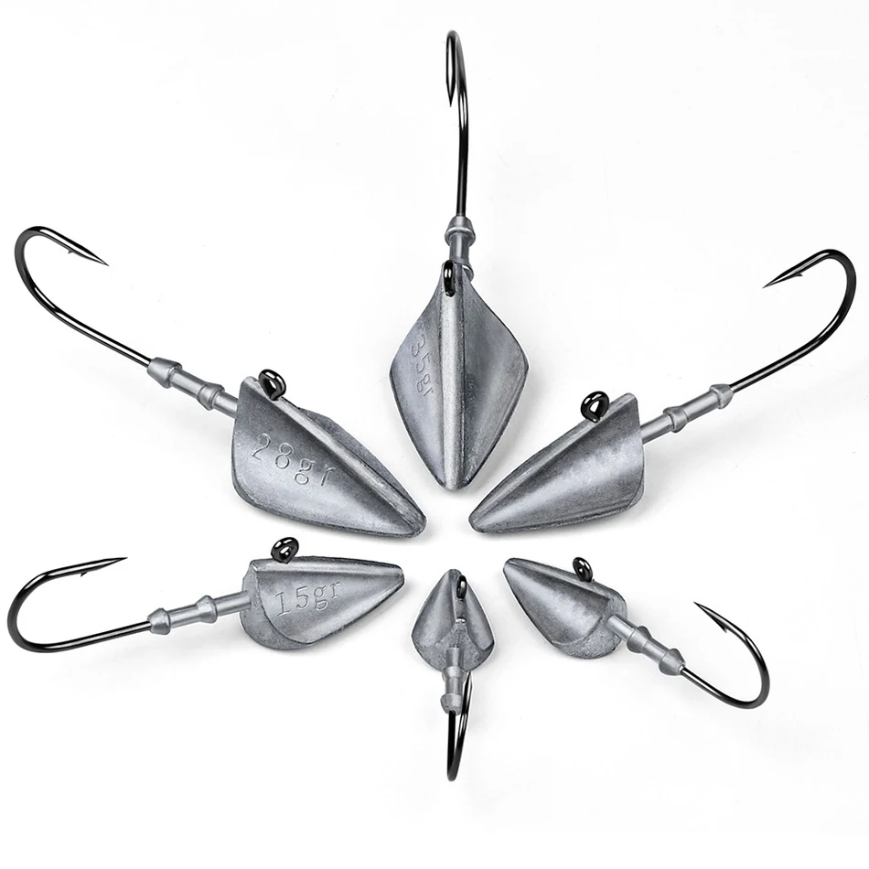 Triangle Head Hooks 7g 10g 15g 21g 28g 35g Ship type fishing hook soft worm jig Lure Hook Jig Head Fishing Tackle Hooks