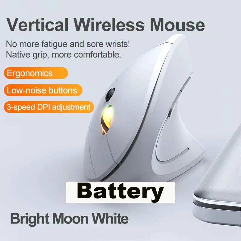 2,4GHz Bluetooth Kabellose Maus Wiederaufladbare Vertikale Maus Ergonomisch 1600DPI Einstellbar 6 Tasten Für PC Computer Laptop Desktop