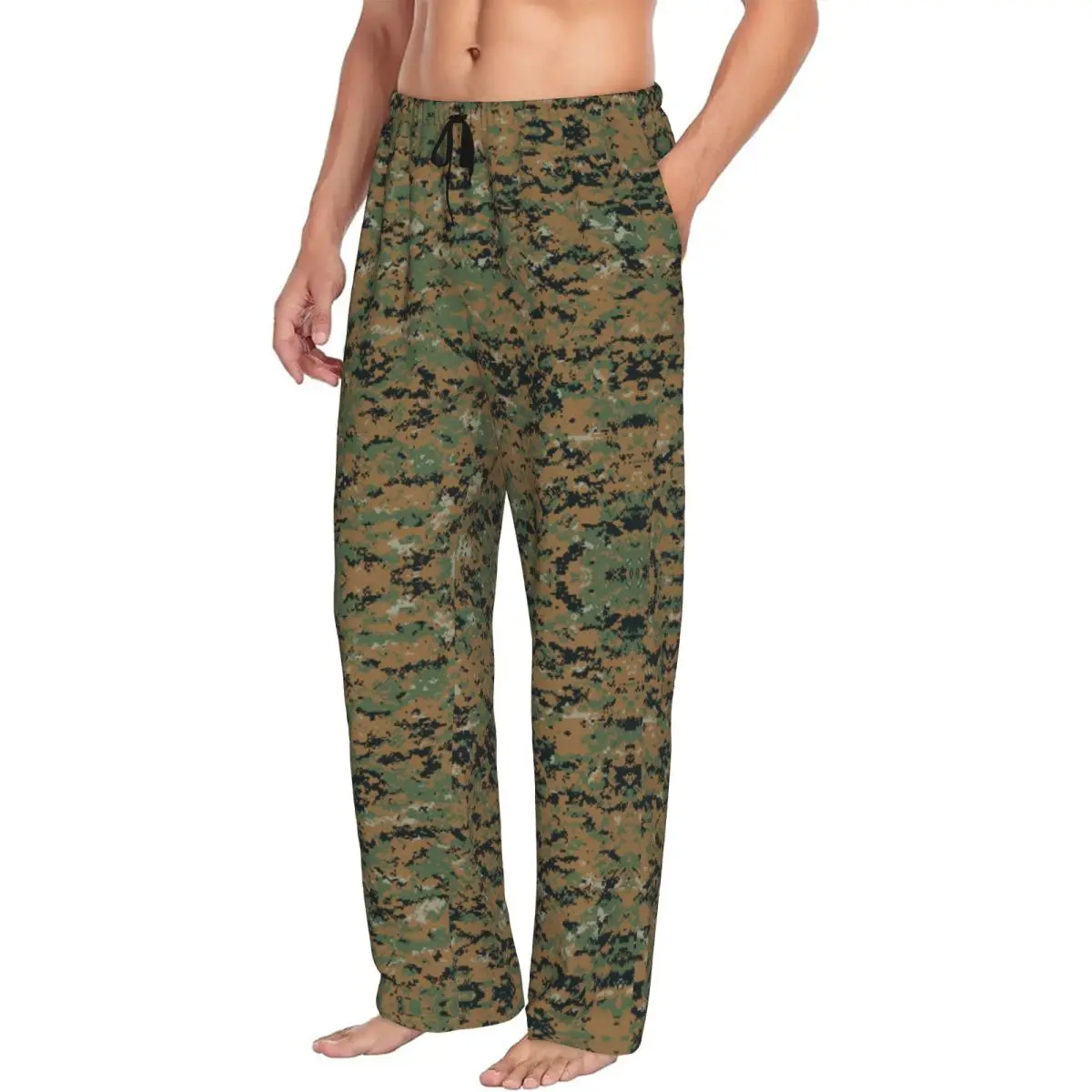 Custom Marpat Military Army Camo Pajama Pants Men Woodland Camouflage Lounge Sleep Stretch Sleepwear Bottoms with Pockets