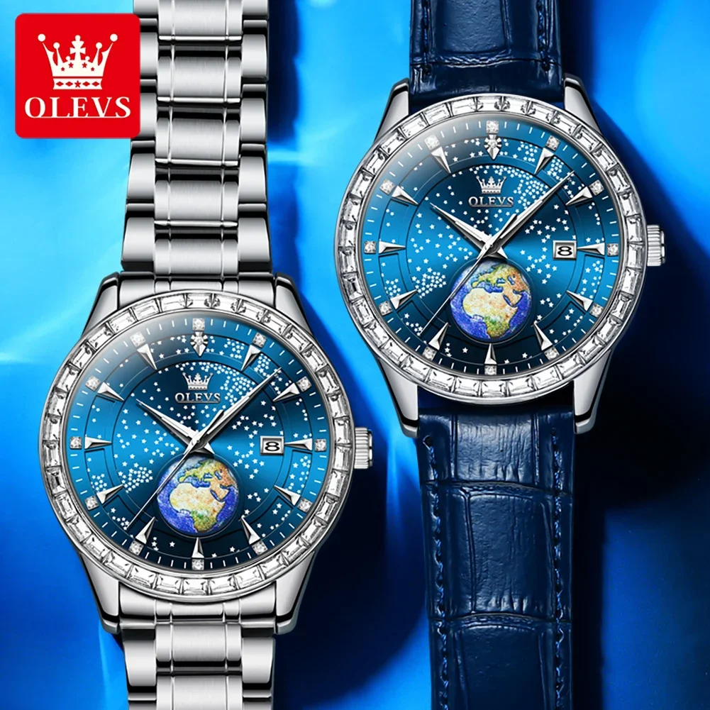 OLEVS 9967 Fashion Quartz Watch For Men, Waterproof Stainless Steel Strap Star dialMen Wristwatches Calendar