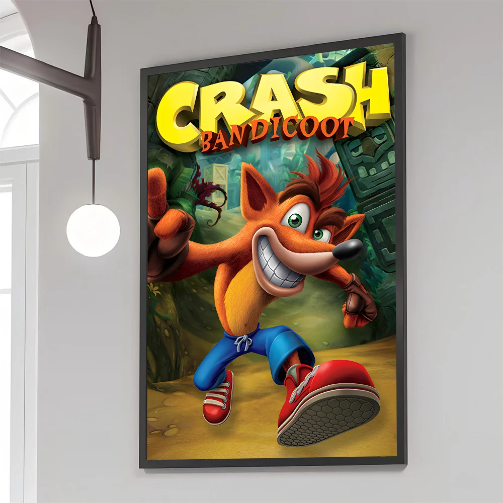 1pc Crash Bandicoot Game Poster Movie Sticky Posters Retro Kraft Paper Sticker DIY Room Bar Cafe Aesthetic Art Wall Painting