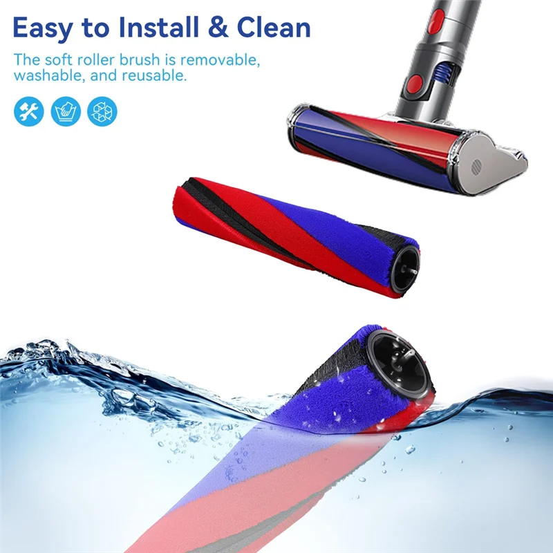 다이슨 V8 슬림 V10 슬림 V12 디텍트 슬림 V15 디텍트 슬림 무선 진공 청소기 부착물용 ABKR-소프트 롤러 브러시 교체 부품