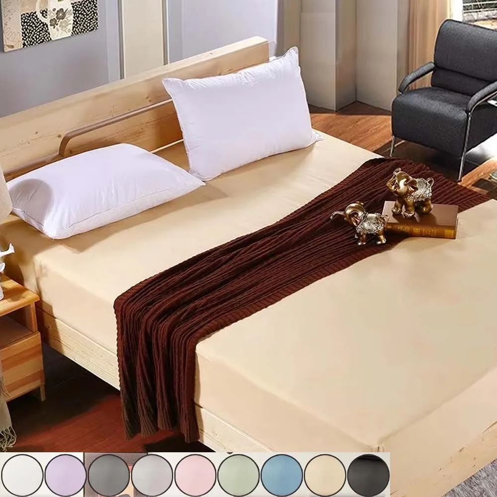 

High Quality Polyester Fitted Sheet 360° Full Coverage Mattress Cover Four Corners with Elastic Band Bed Sheet for Hotel Bedroom