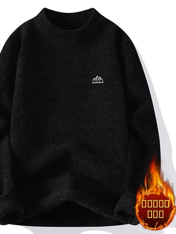 

Thiened Fce Men's Knitted Sweater f High Collar One-Piece Fluffy Autumn Winter Warm Breathable Nylon Long Sve Top