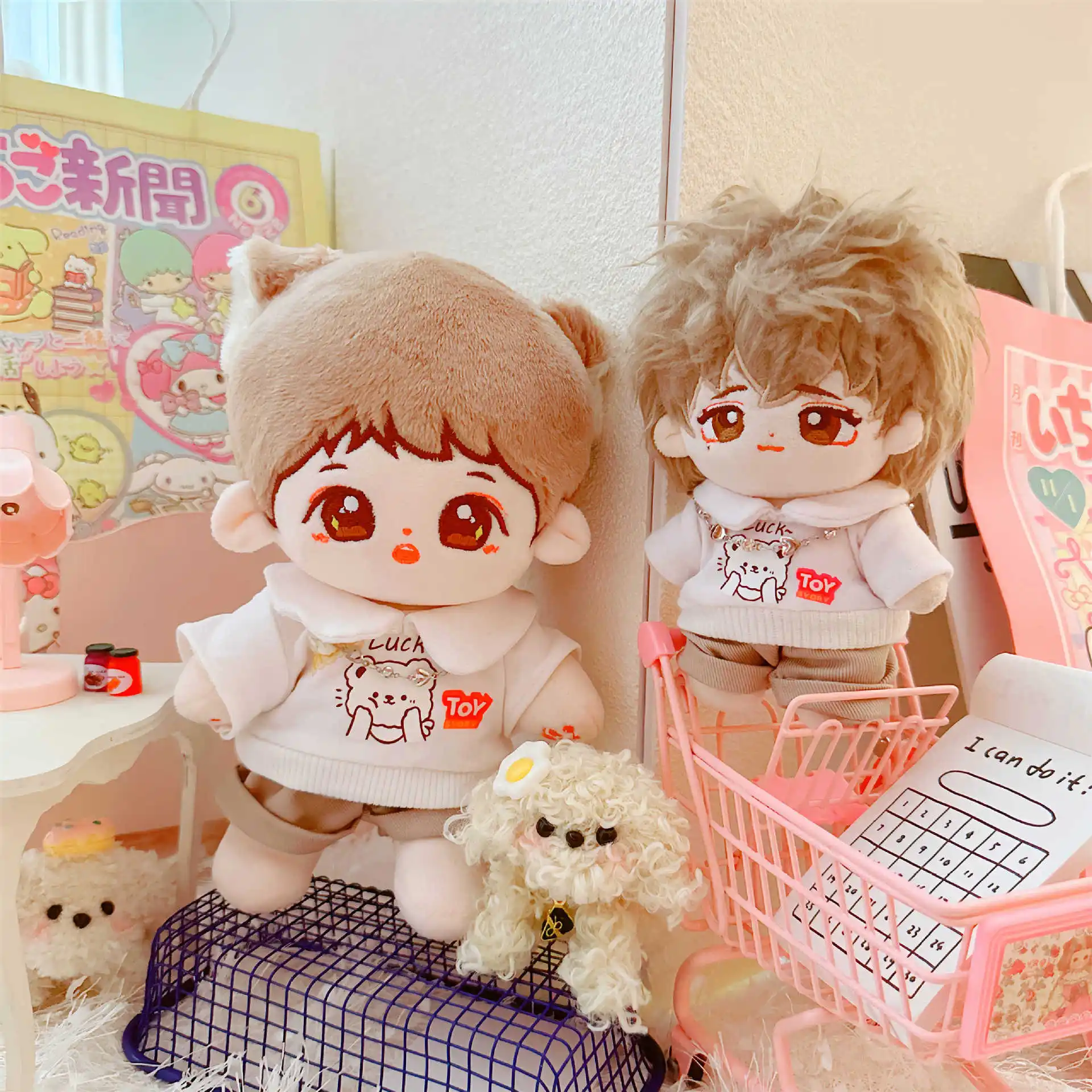 10/20cm Cute Cool Boy 3Pcs Set Doll Clothes Kawaii Soft Idol Plush Doll Clothes Cartoon Changing Clothes Games for Girls Gifts