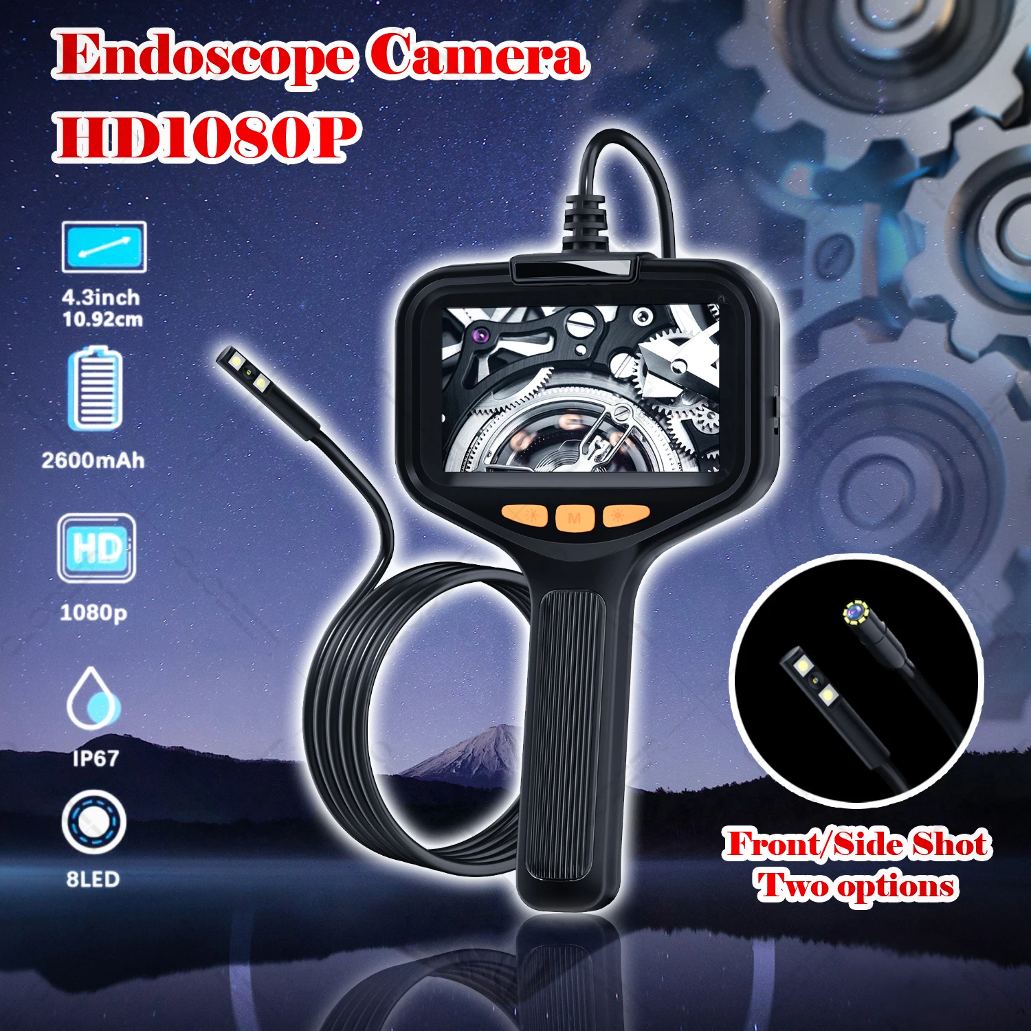 

5.5&8mm 4.3in 1080p Full Hd Automotive Piping Industrial Endoscopy Boroscope Camera Stethoscope For Cars Inspection Device Tools