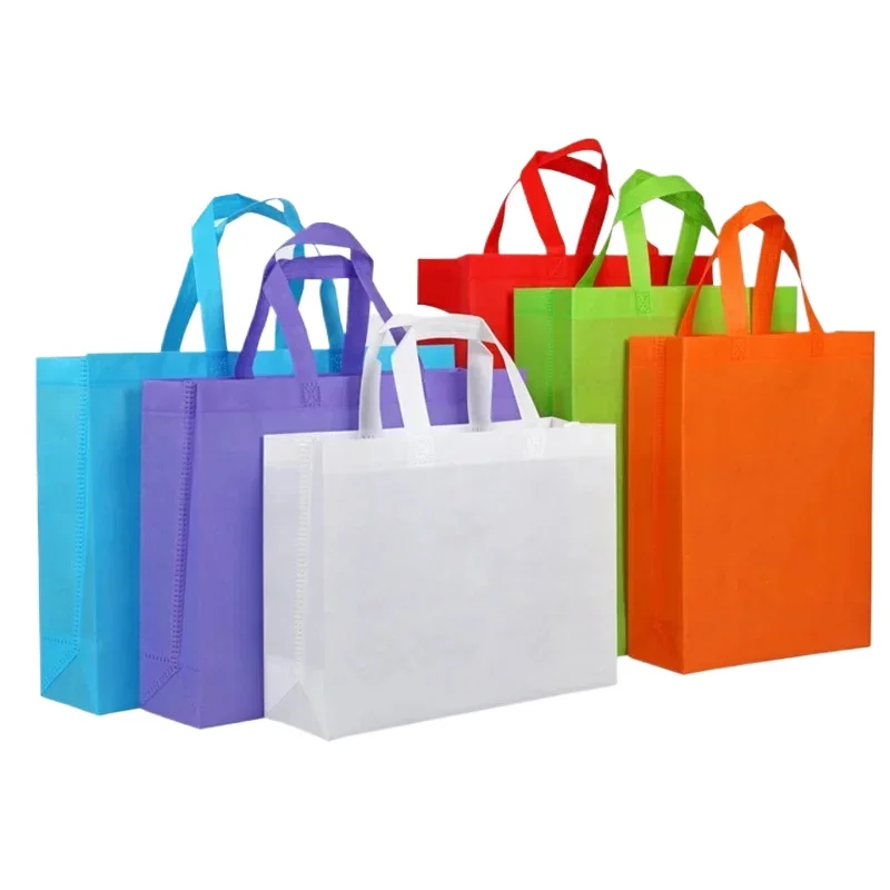 

20 pcs Non-woven Tote Bags, Durable Eco-friendly Shopping Bag with Handles for Grocery Shopping accept Customize Print Logo