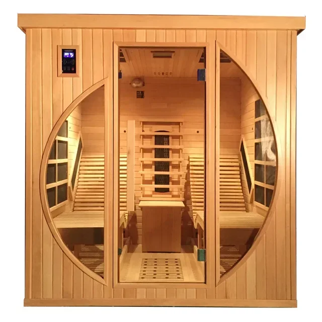 Deluxe Wooden Far Infrared Sauna Room with Lounger Full Spectrum Steam Room