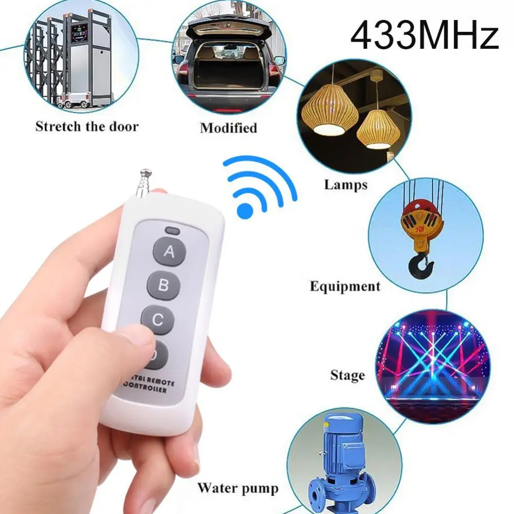 Remote Control Switch 433MHz White Car Remote control 4 Buttons 1000m Long Range Wireless Controller ABCD