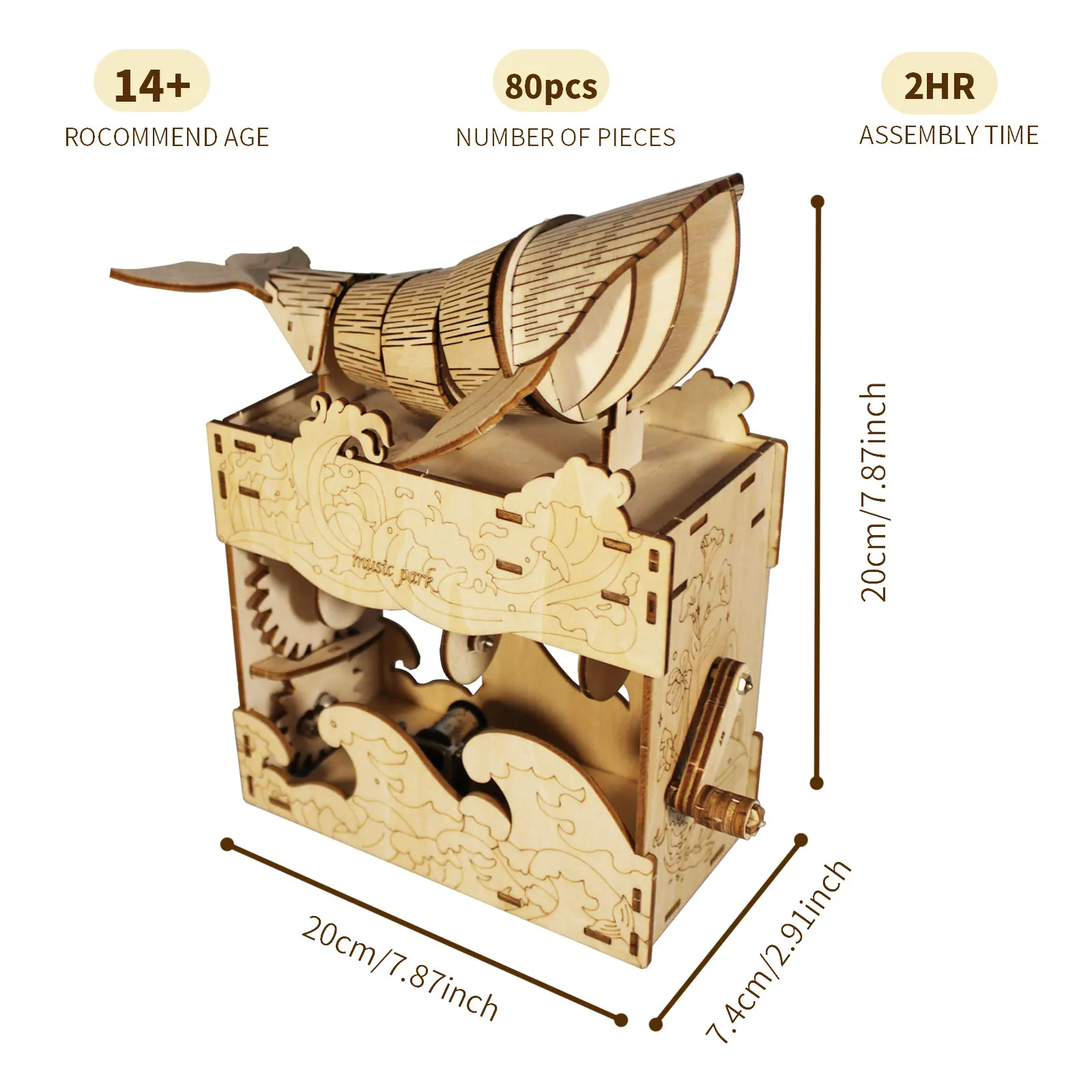 3d wooden puzzle Whale music box Play Beautiful Seaside Handmade Assembly Model kit Holidays birthdays Christmas gifts