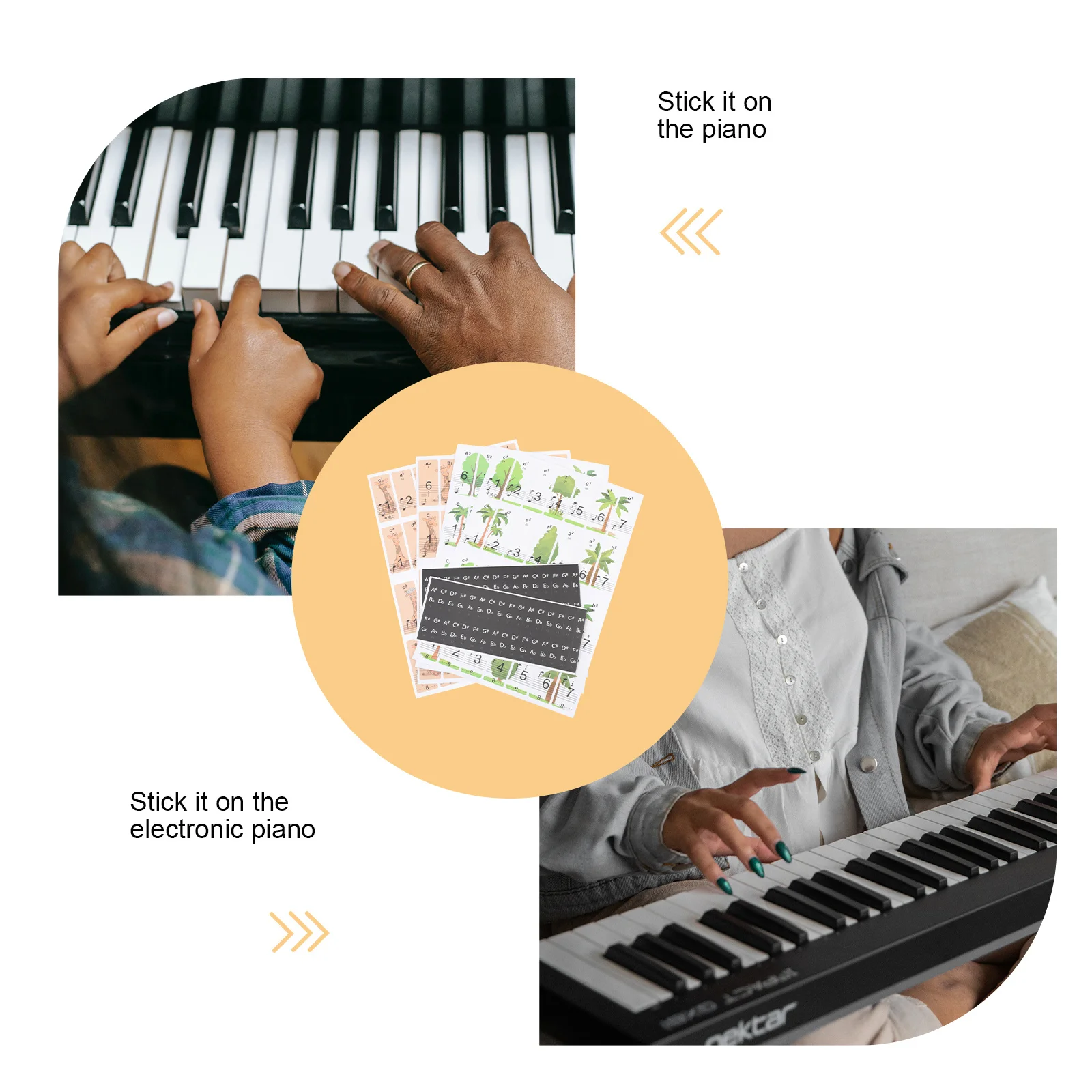 

2 Sheets Piano Keyboard Protective Stickers for Beginners Tuner Label