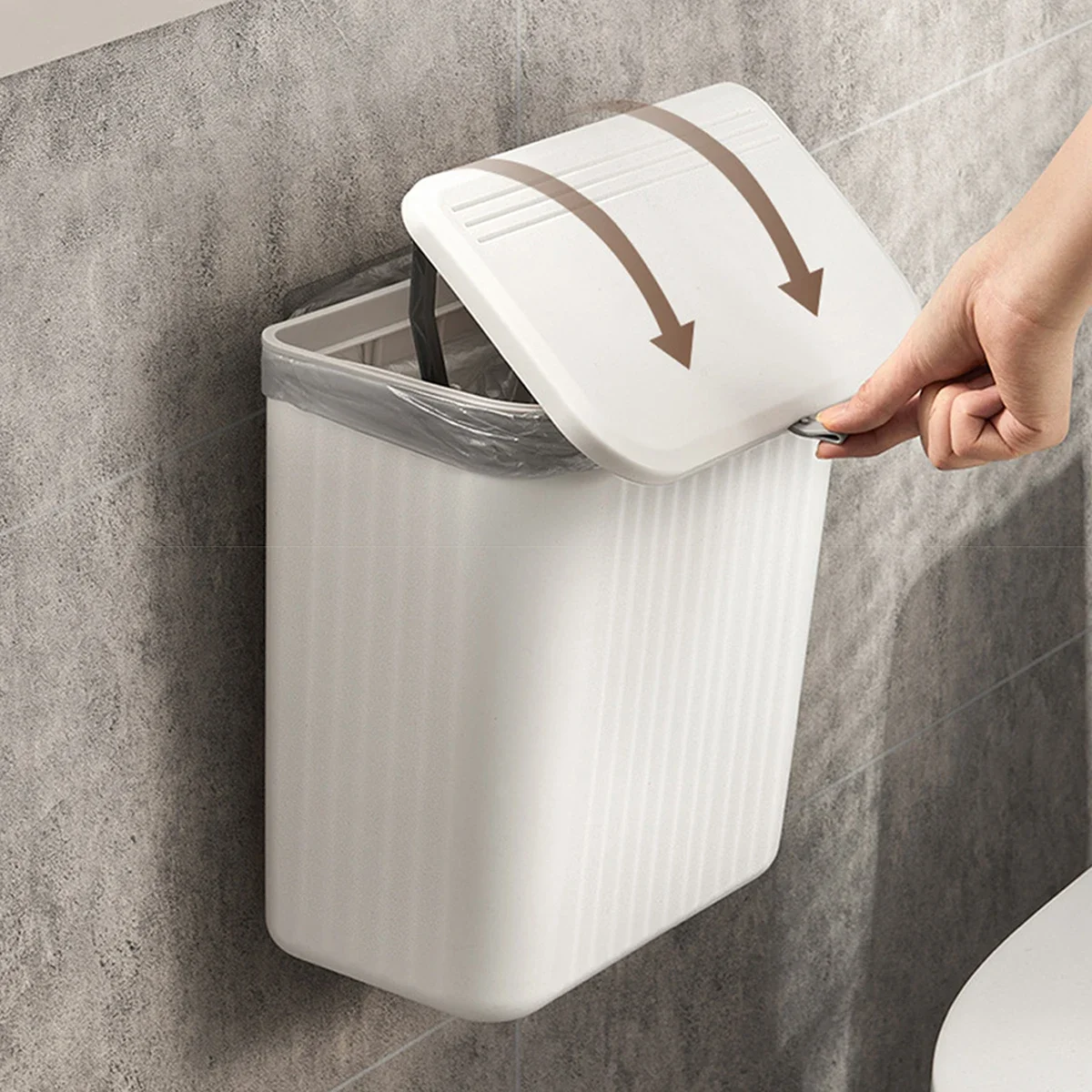 Cubo de basura montado en la pared para cocina del hogar, cesta de basura para debajo del gabinete, cubo de almacenamiento de papel higiénico colgante para baño