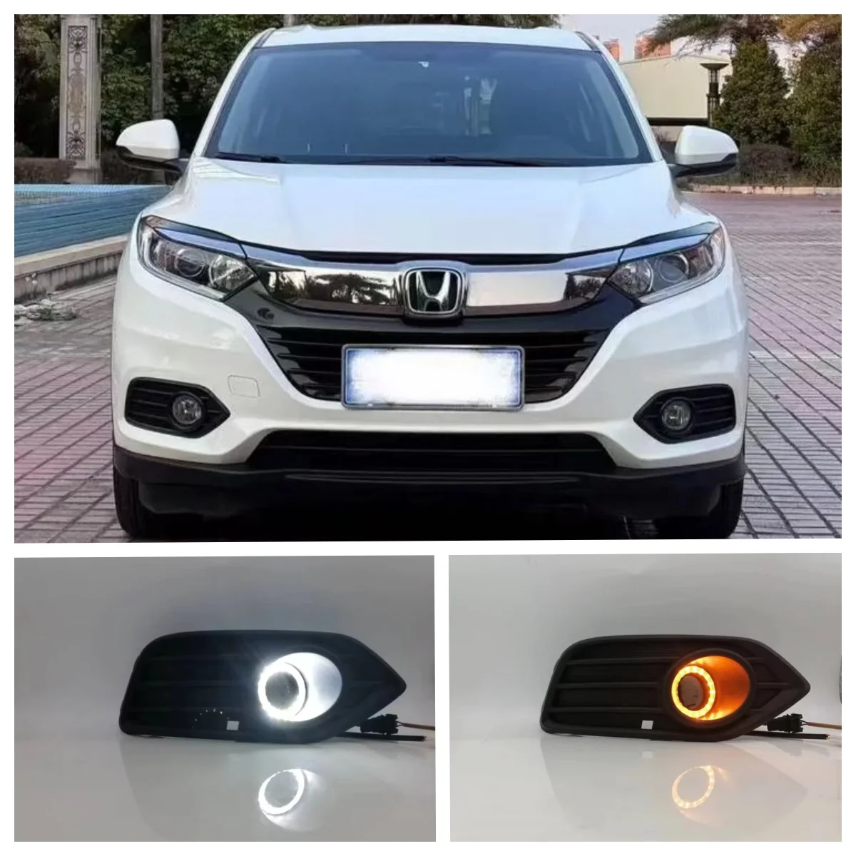 

LED Fog Lights Assembly For Honda HRV 2019 2020 2021 2022 Dual Color Angel Eye Daytime Running Lights Fog Lamp Accessories Kits