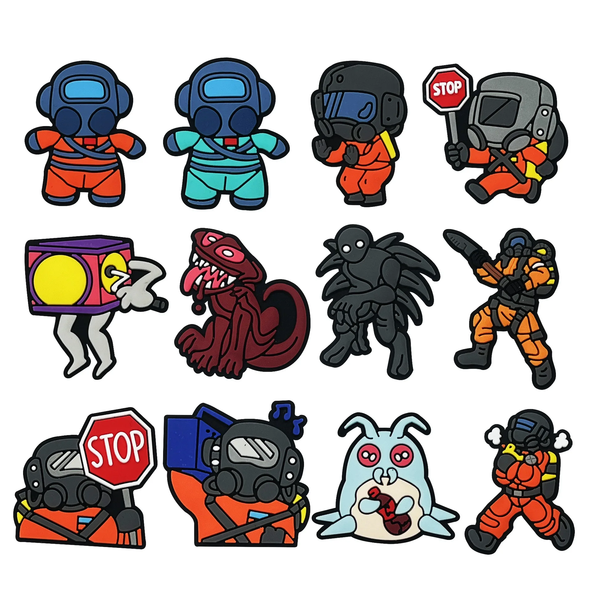 Sci-Fi Character Shoe Pins Space Suit&Monster Themed Shoe Clips PVC Shoe Buckles for Clogs Compatible with Backpacks&Wristbands