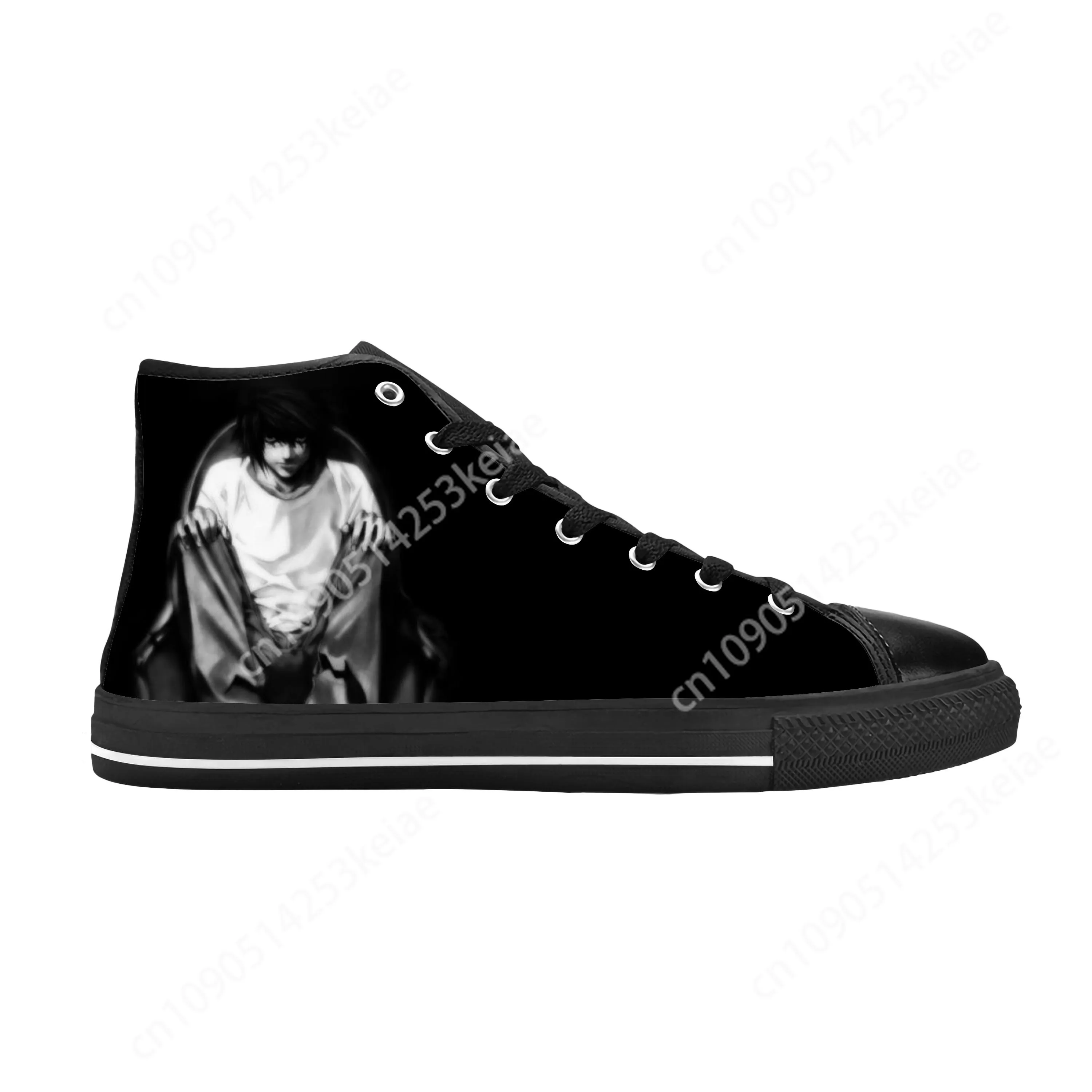 Japanese Anime Cartoon Manga Death Note L Lawliet Casual Cloth Shoes High Top Comfortable Breathable 3D Print Men Women Sneakers