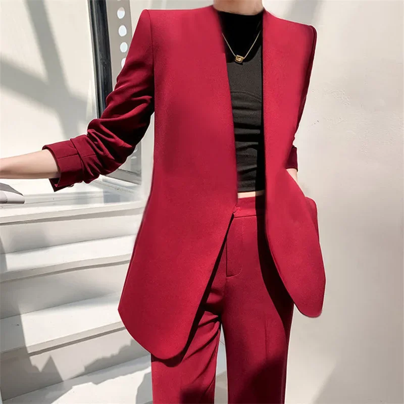 FTETTERS Brand Spring and Autumn Blazer Suit Women 2024 New Business Leisure Slim Pants Set Classic Professional Formal Dress