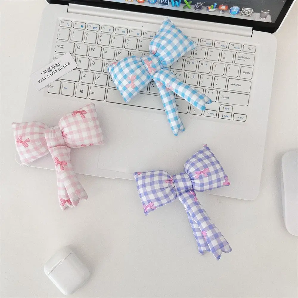 

Soft Checkere Bowknot Bag Pendant Cute Mini Bowknot Brooches Bag Decorations Pendants