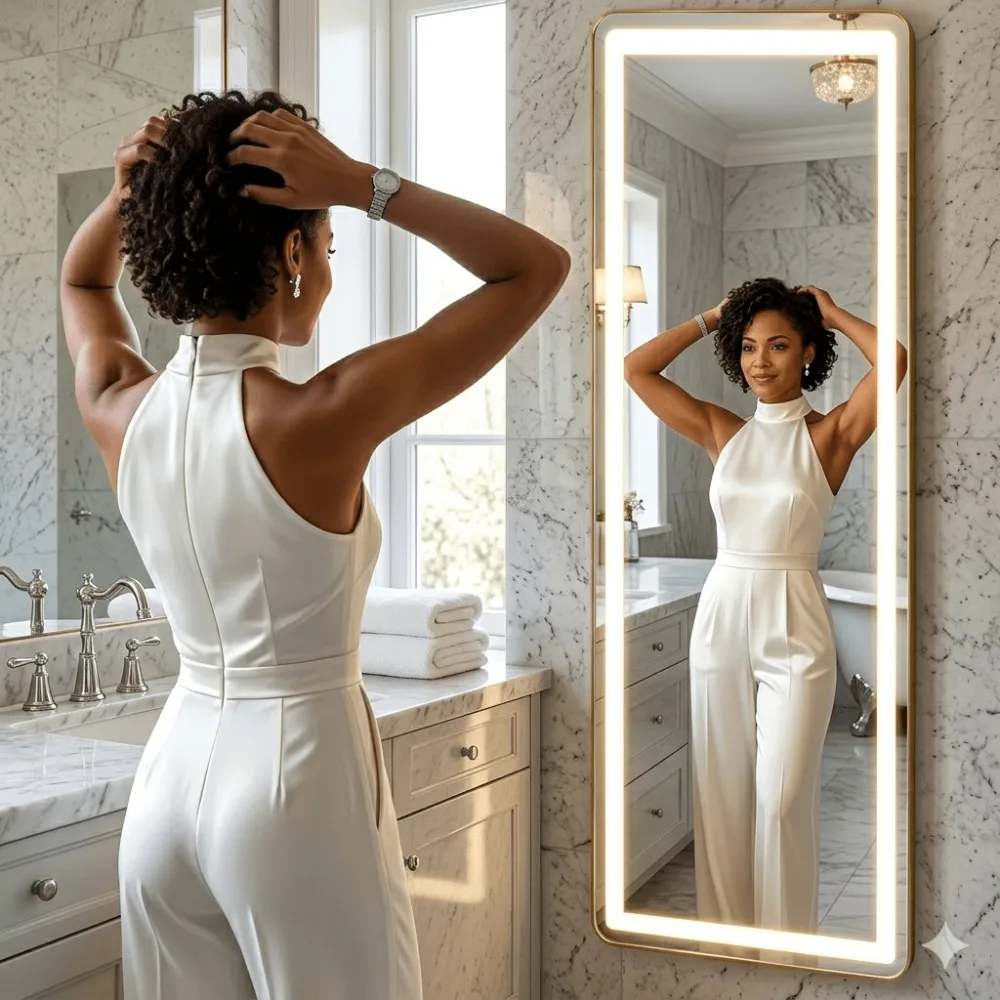 

16"×60" LED Full-Length Mirror – Full Body Mirror with 3-Color LED Lights, Hanging or Leaning, Floor Standing, Modern Simple Home Decor