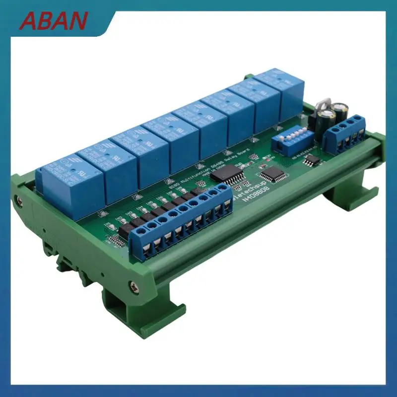 ABAN 3X DC 24V 8 Ch RS485 Relay Board Modbus RTU UART Remote Control Switch DIN35 Rail Box For PLC Automation Control