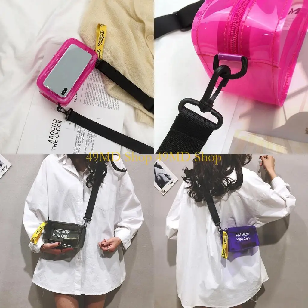 49MD Transparent Crossbody Bag for Women Candy Color Letter Summer Mini Shoulder Bag
