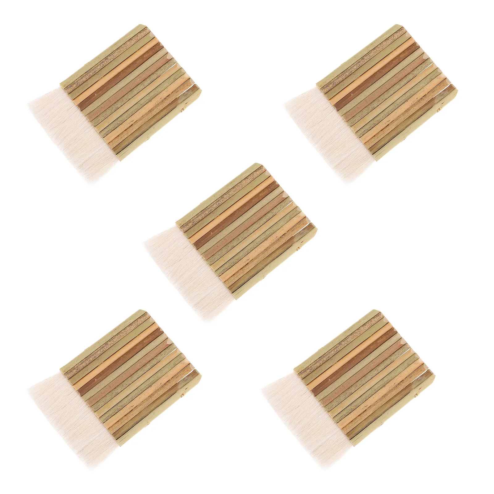 5Pcs Bamboo Handle Wide Hake Brush Set for Watercolor Oil Acrylic Painting Large Area Wash Sizing Gluing Pottery Art Supplies