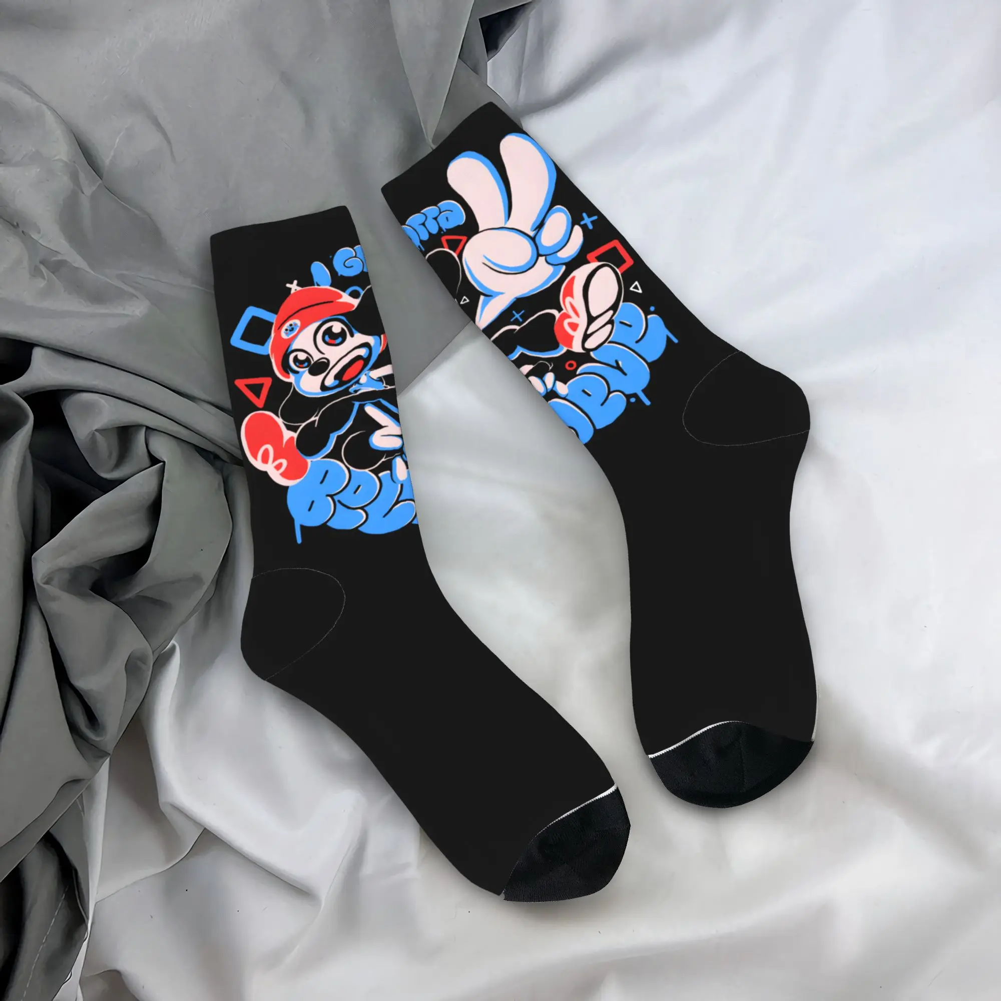 PaRappa The Rappers Socks  Gothic Stockings Men High Quality Running Sports Socks Winter Printed Anti Skid Socks