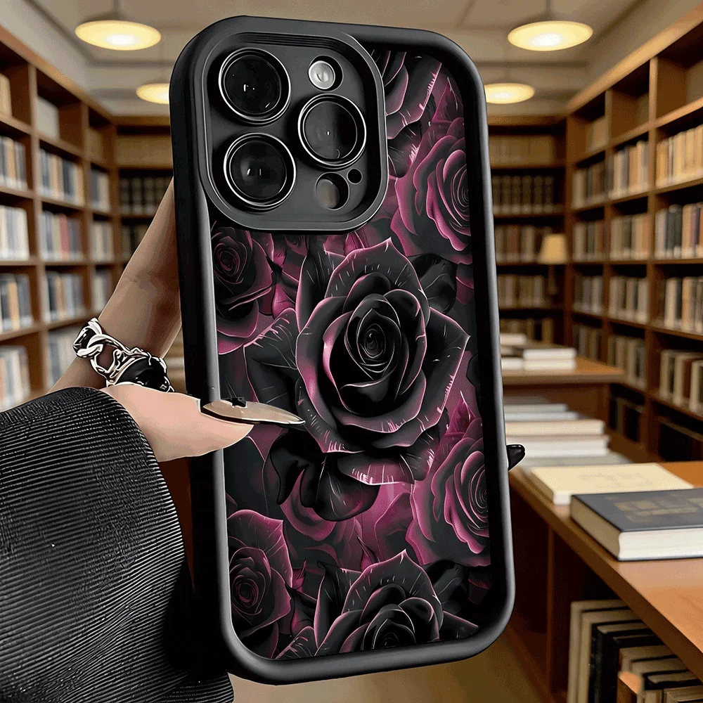 Dunkelrosa Rosen Kunst Luxus Anti-Rutsch TPU Handyhülle für Xiaomi Redmi Note 15 14 13 12 11 10 9 Pro Vollschutz-Cover – Detail 8