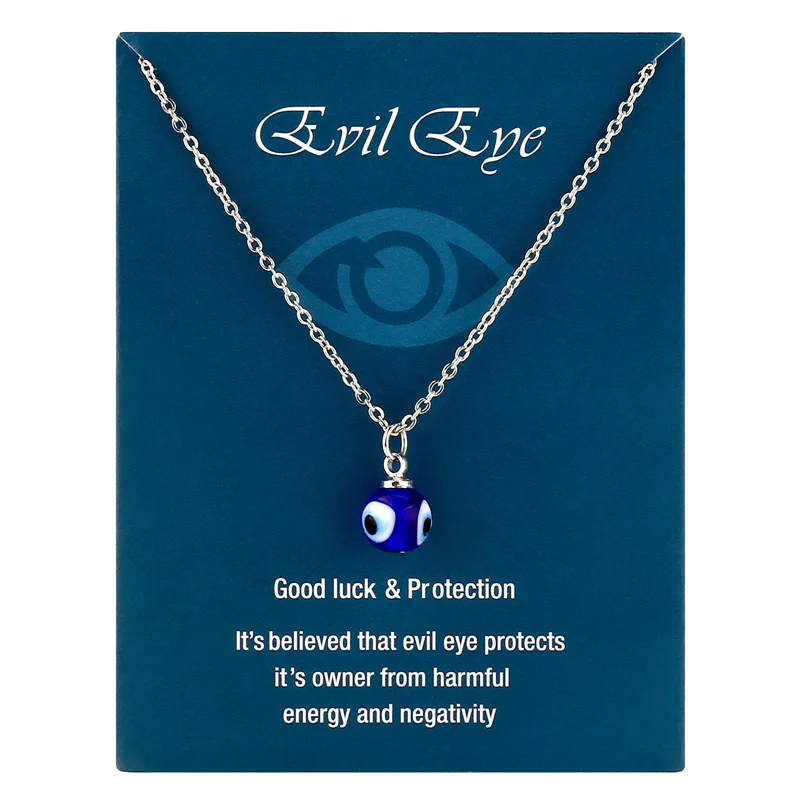 Fashion Blue Evil Eye Choker Necklace for Women Lucky Turkish Jewelry Copper Clavicle Chain Party Wish Card Gift Collar