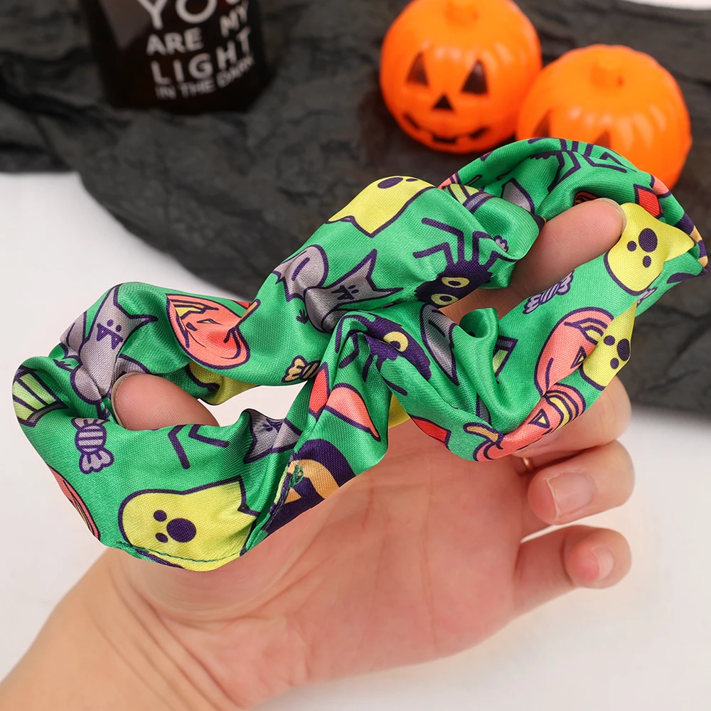 1/5PCS Halloween Decoration Women Pumpkin Spooky Scrunchie Elastic Headband Ponytail Holder Headband Hair Accessories Hair Ties